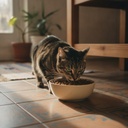 Gato adulto comiendo su alimento