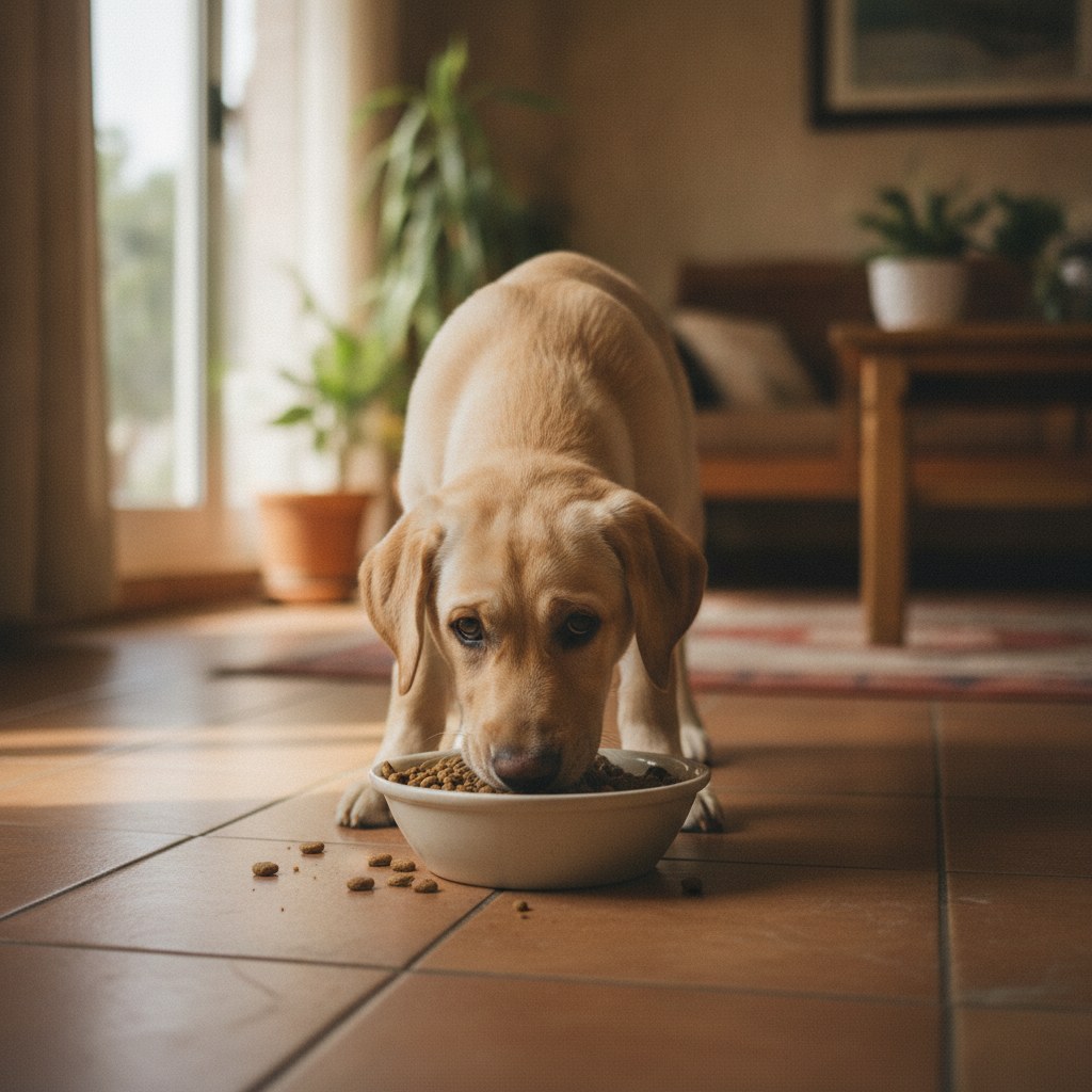 Ideal para la raza: cachorro comiendo