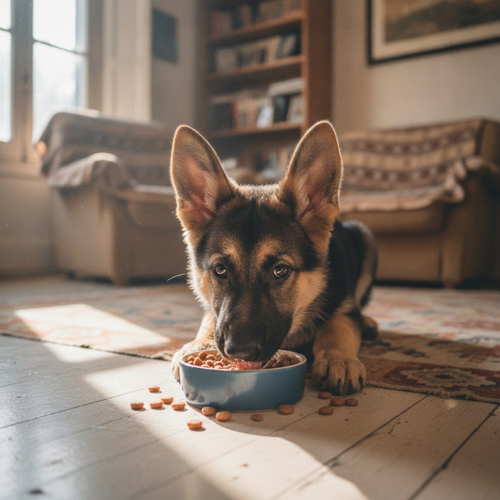 Ideal para la raza: cachorro comiendo