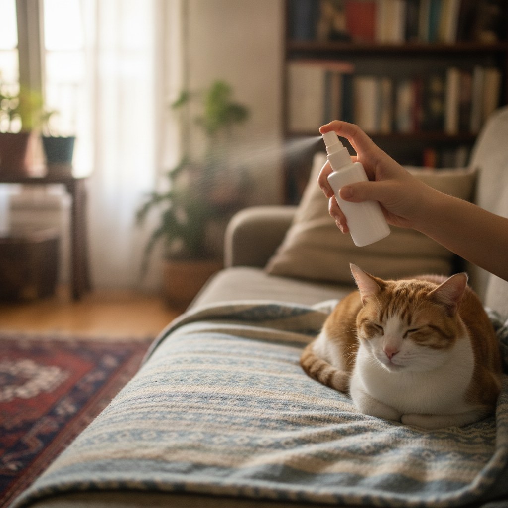Aplicación en spray en el ambiente del gato