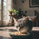 Gato senior comiendo