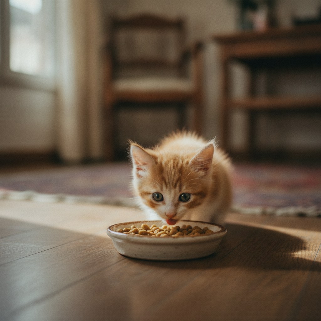 Gatito comiendo su alimento