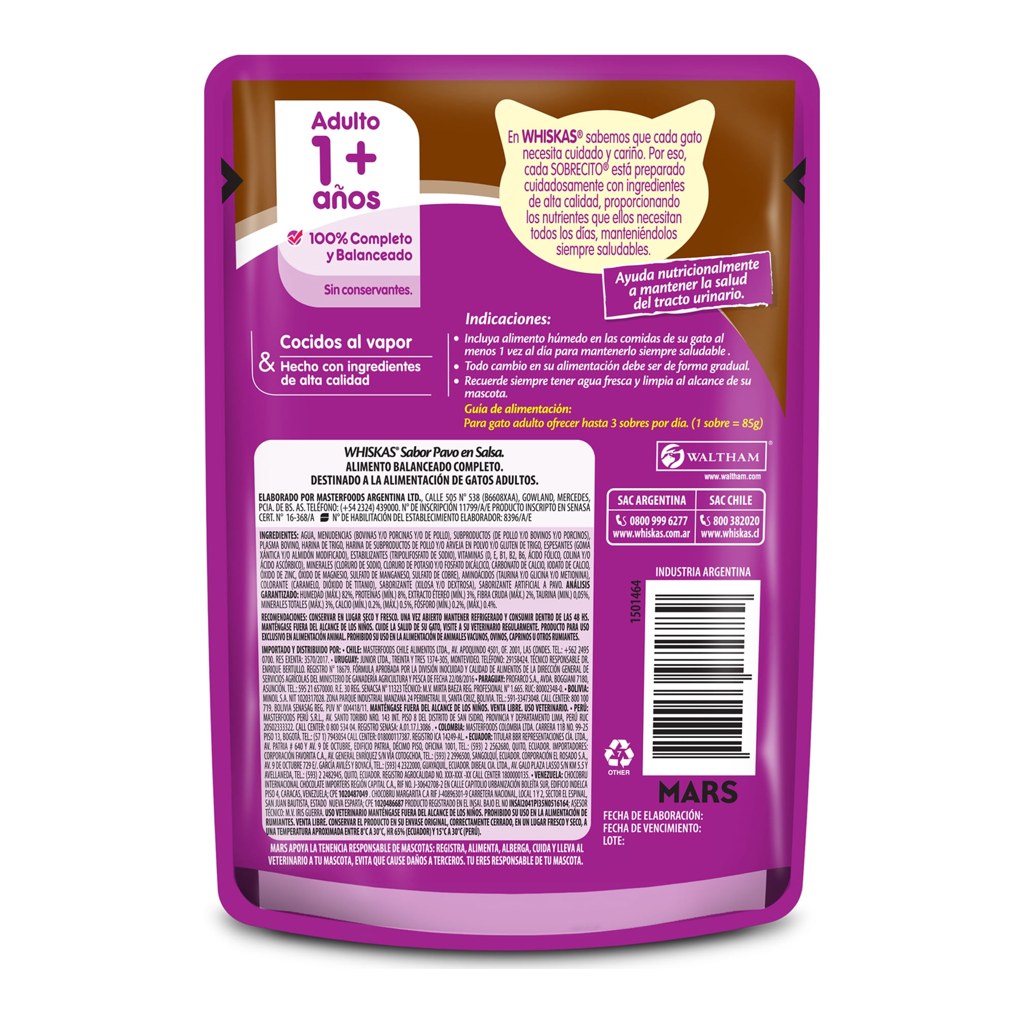Whiskas Adulto Pavo Salsa 85Gr – foto 2
