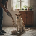 Servir la porción diaria en el comedero