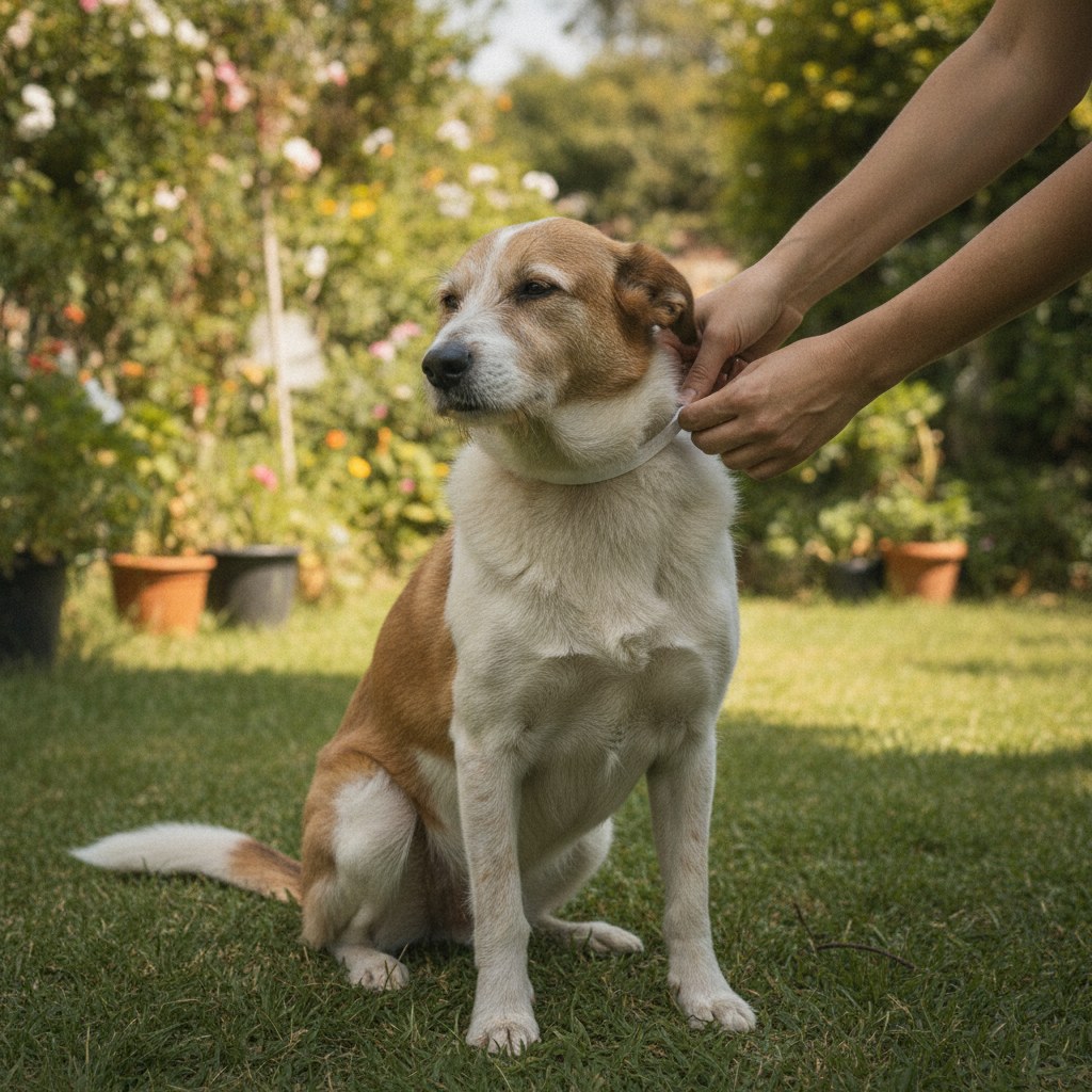 Collar colocado en el perro