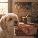 Pasta palatable: el perro la lame del dedo