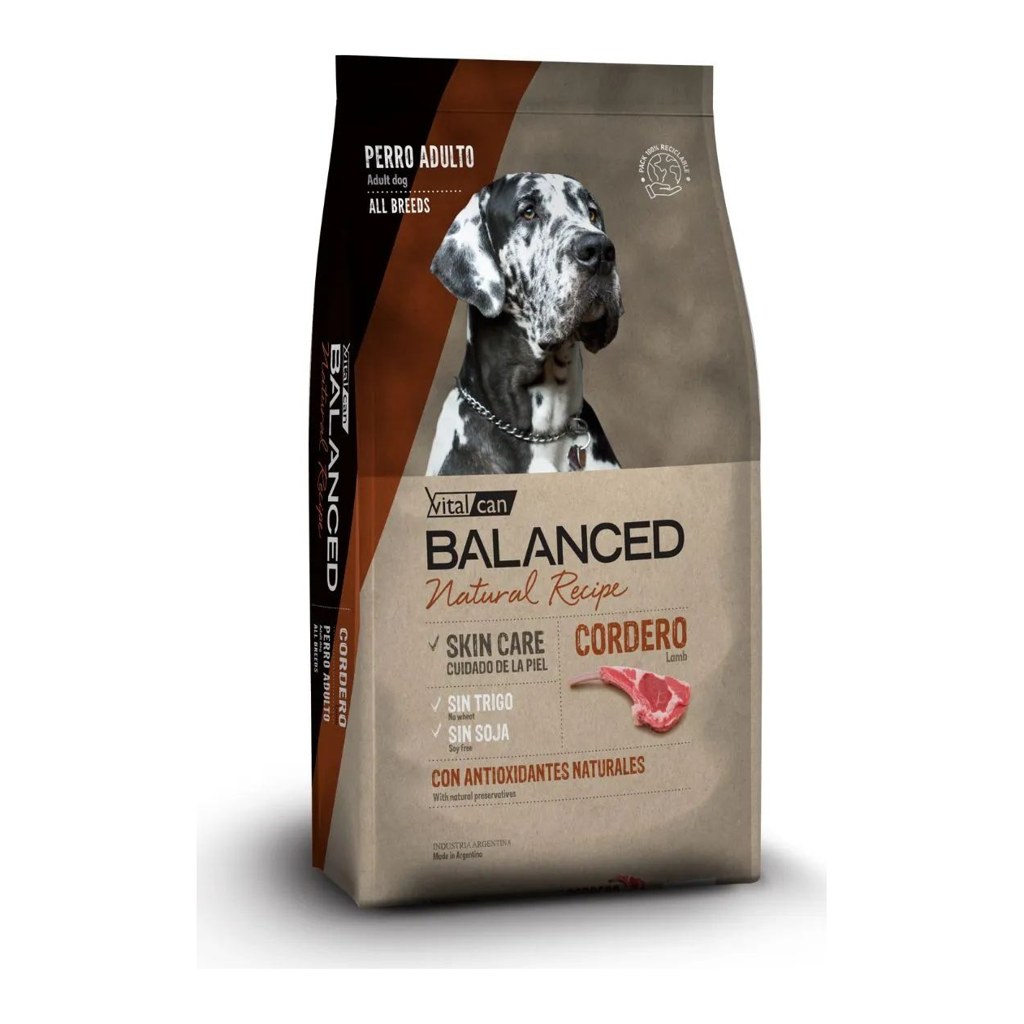 [VIT223] Balanced Perro Natural Recipe Cordero X 15Kg+2Kg