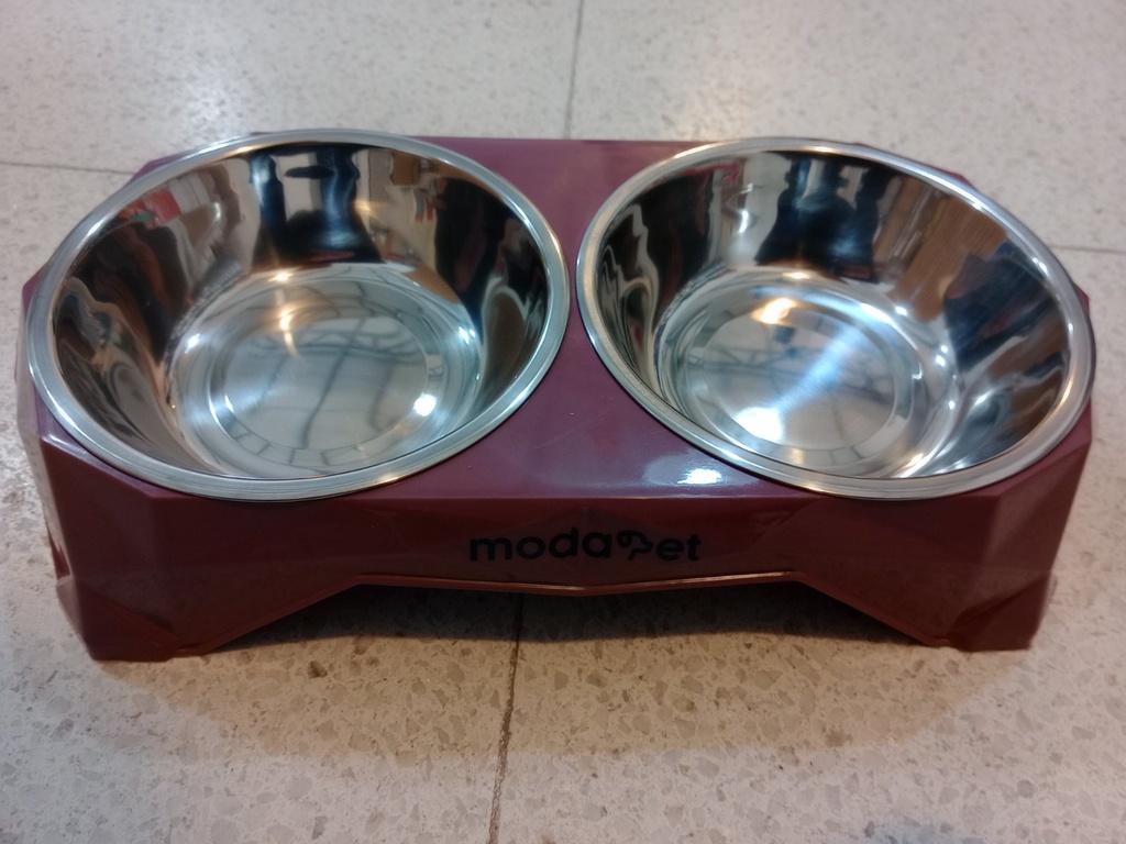 Comedero Plástico + Acero Doble Rana