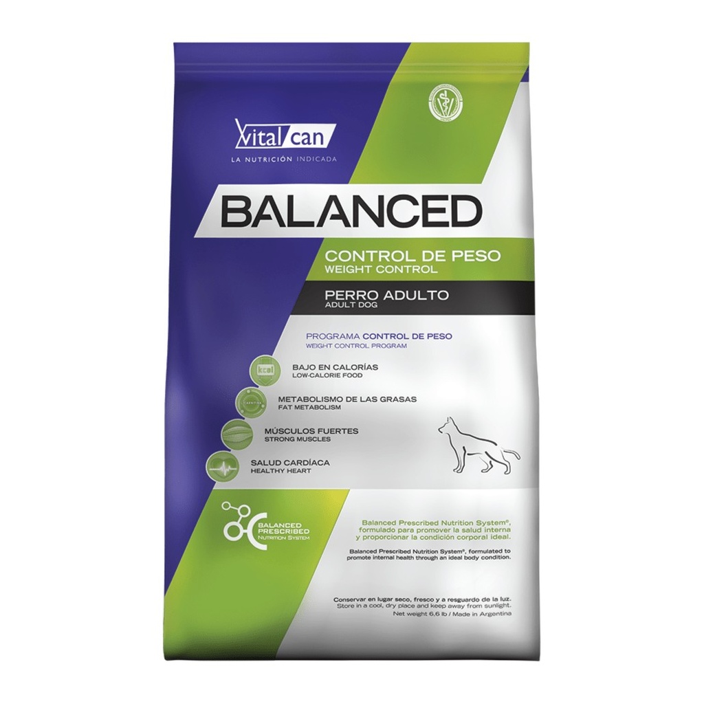 [VIT016] Balanced Perro Control Peso All Ages X 20Kg