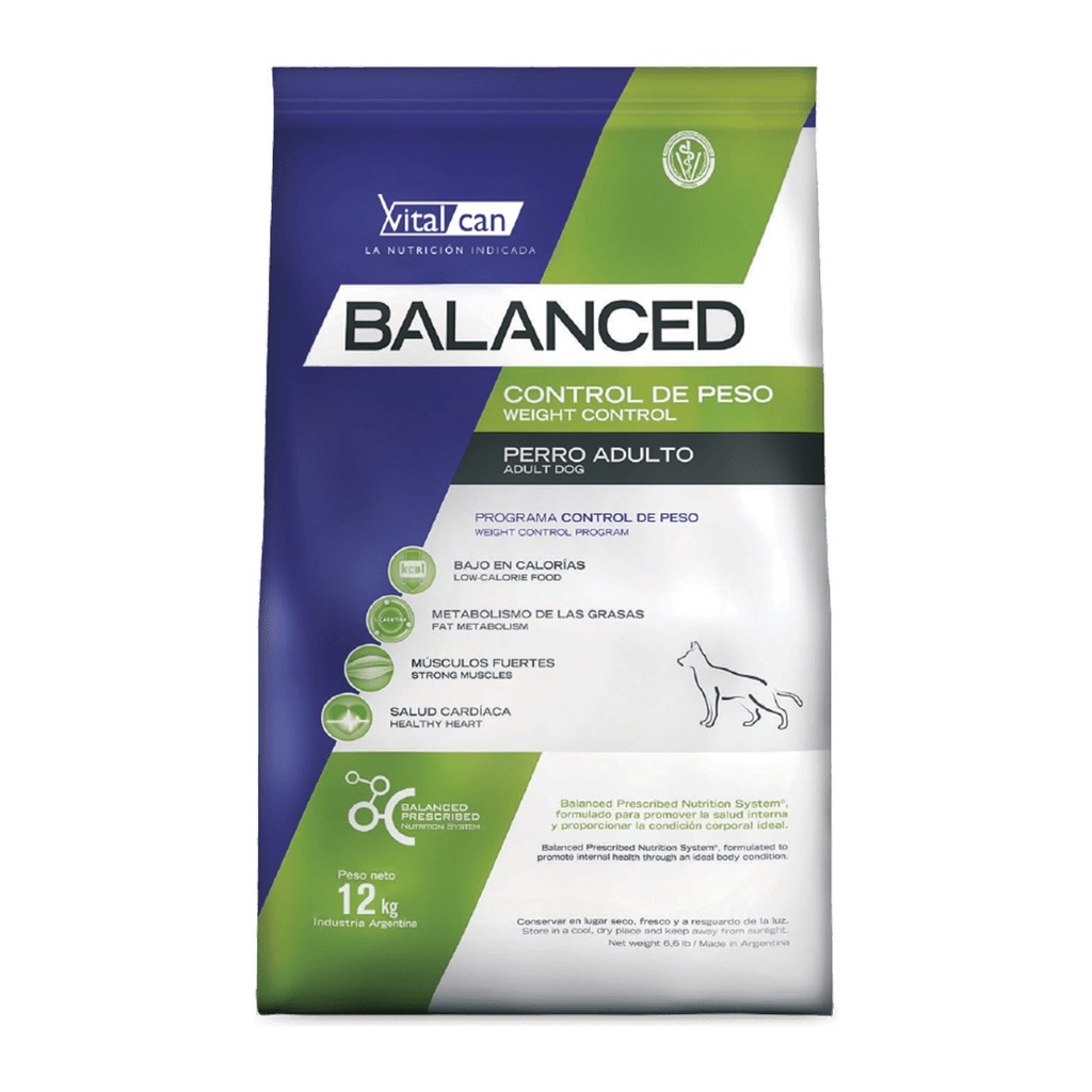 [VIT043] Balanced Perro Control Peso All Ages X 12Kg