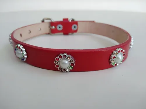 [ACC726] Collar Cuero C/ 3 Flores