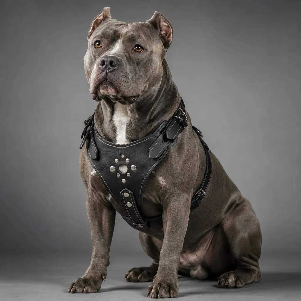 Pretal Pit Bull Cuero Con Tachas Chico
