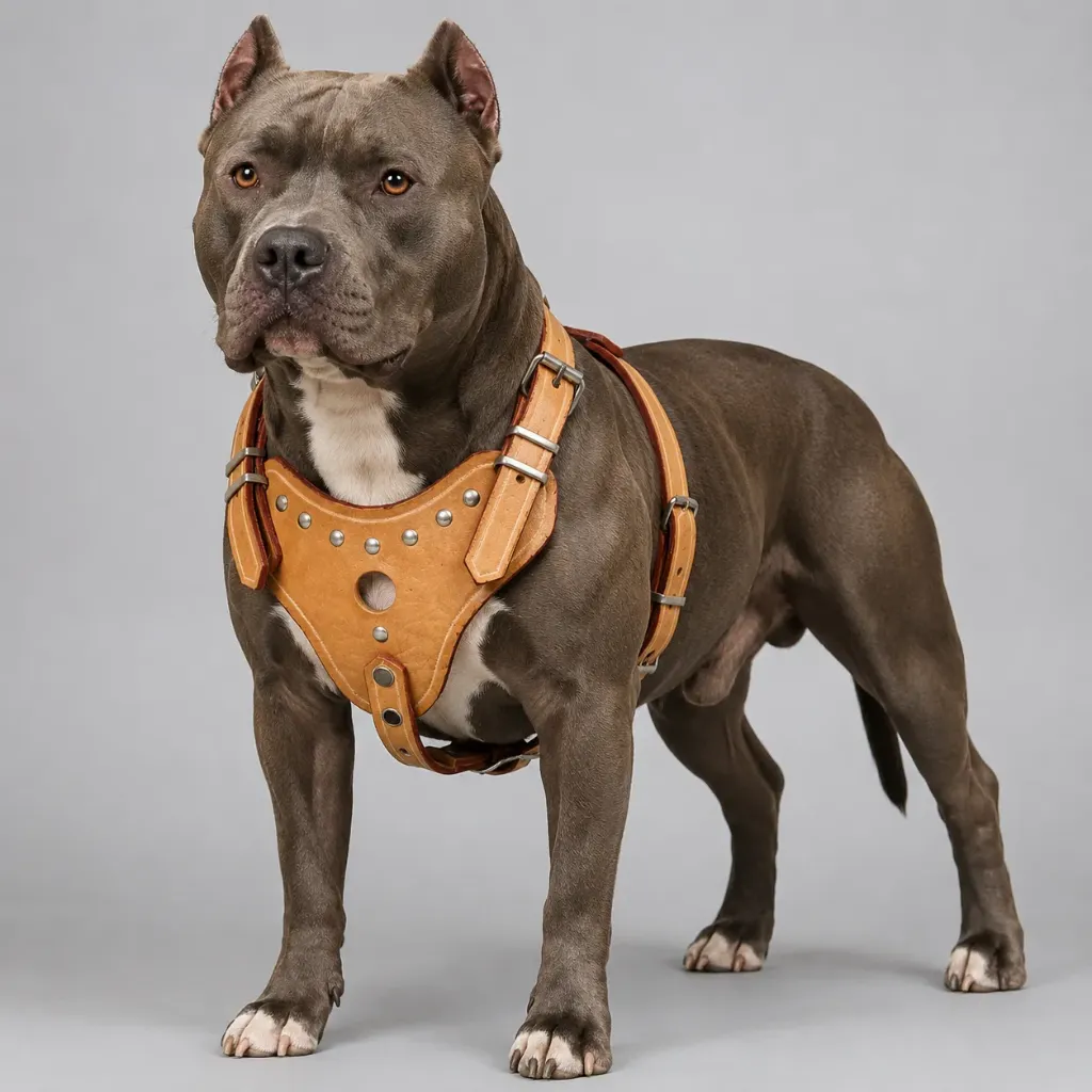 [ACC248] Pretal Pit Bull Cuero Con Tachas Grande