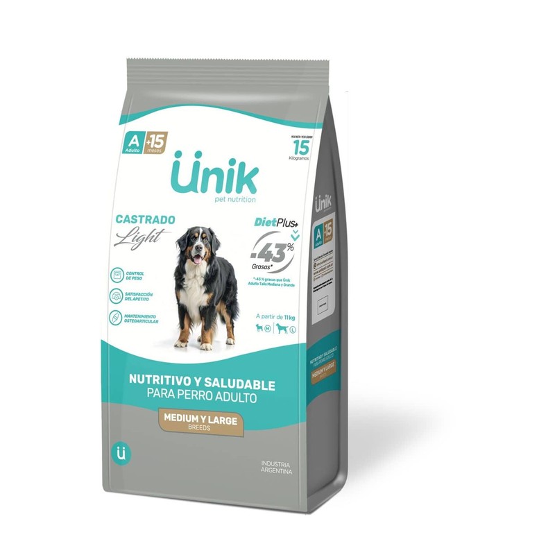 Unik Perro Adulto Talla Med/Gr Control Peso/Castrado X 15Kg