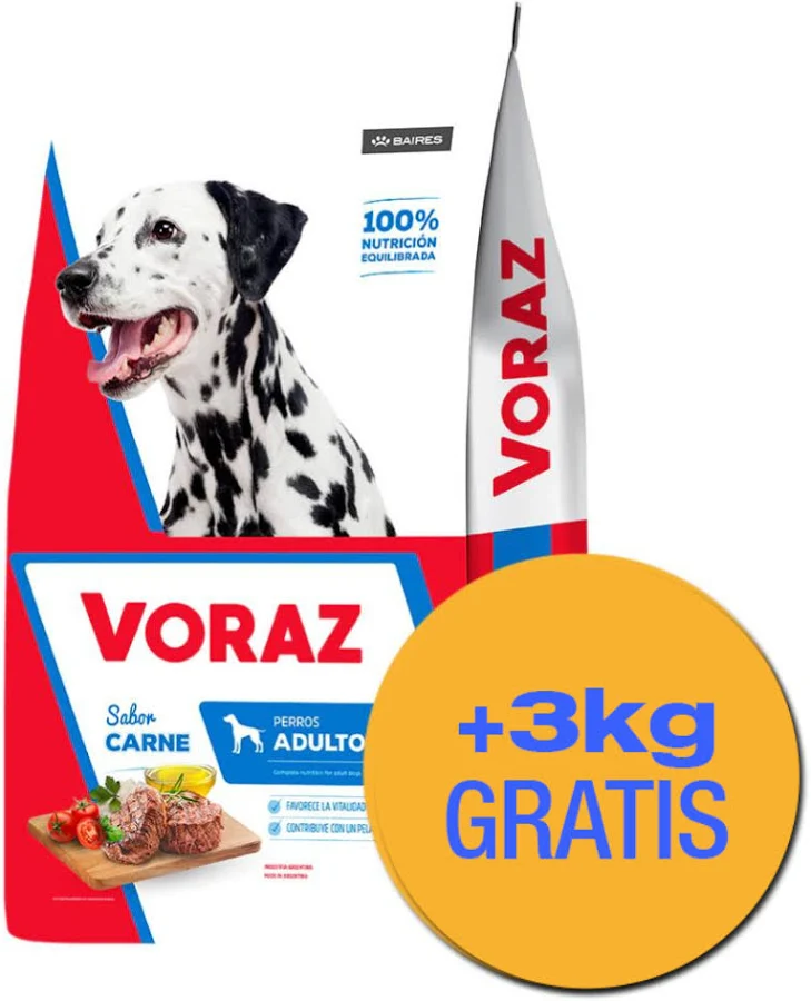 Voraz Adulto Carne X 22+3Kg